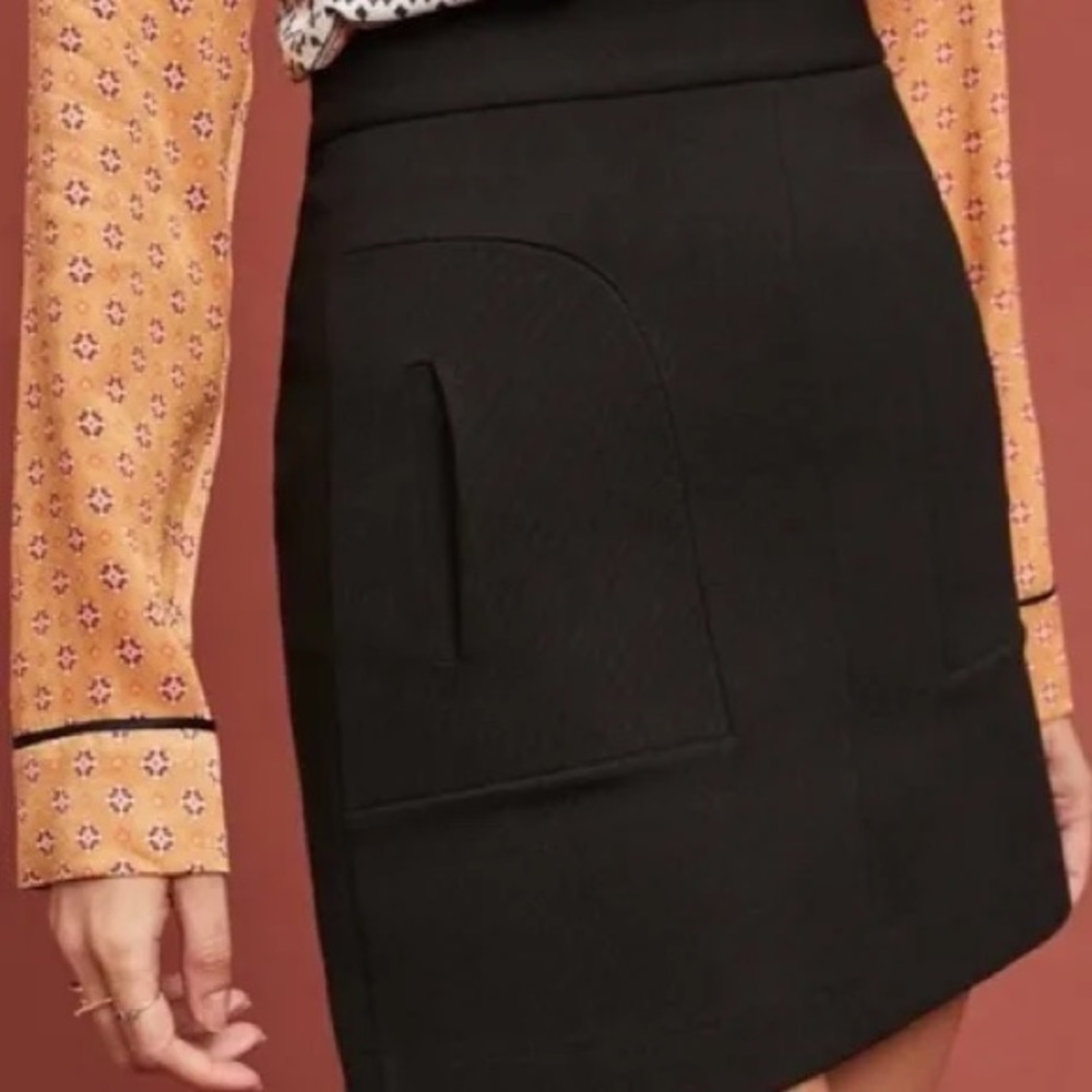 Anthropologie Maeve Novato A-Line Mini Skirt Womens 10 Black